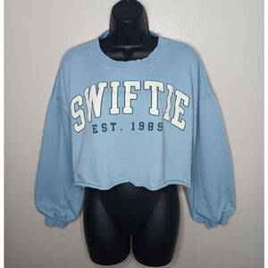 Taylor Swift Swiftie Medium Crop Boyfriend Sweatshirt Balloon Sleeve Oversized